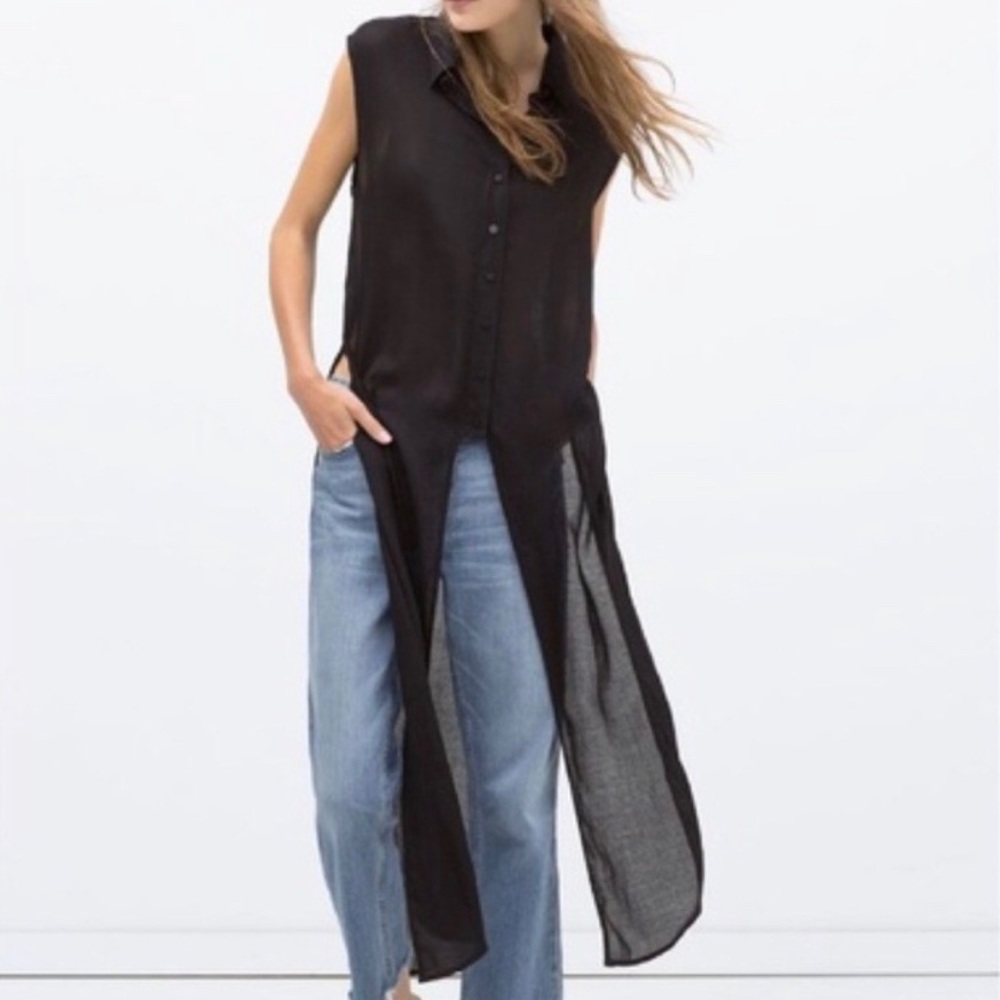 Front Tie High Low Button Up